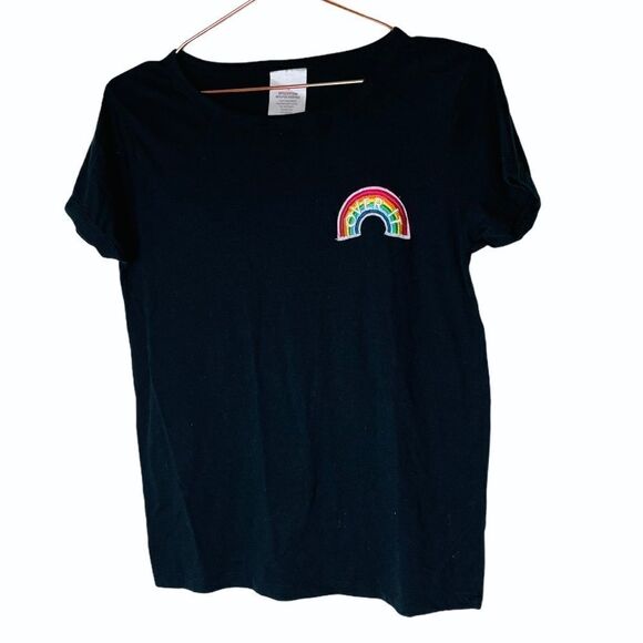 EUC ANGL Black Rainbow Patchwork Graphic Tank Large - Picture 1 of 5